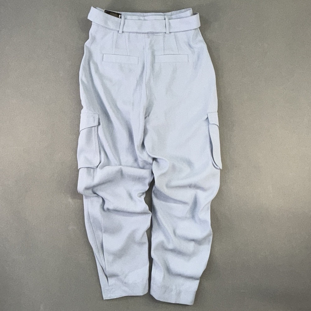Women's Express Ankle High Rise Belted Cargo Pants Blue Size 0 - Picture 2 of 8